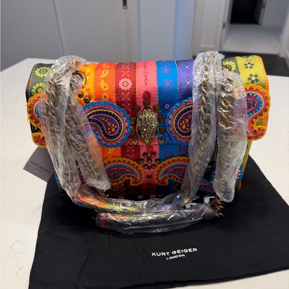 Kurt Geiger Large Colorful Paisley and Studded Kensington Bag NEW
